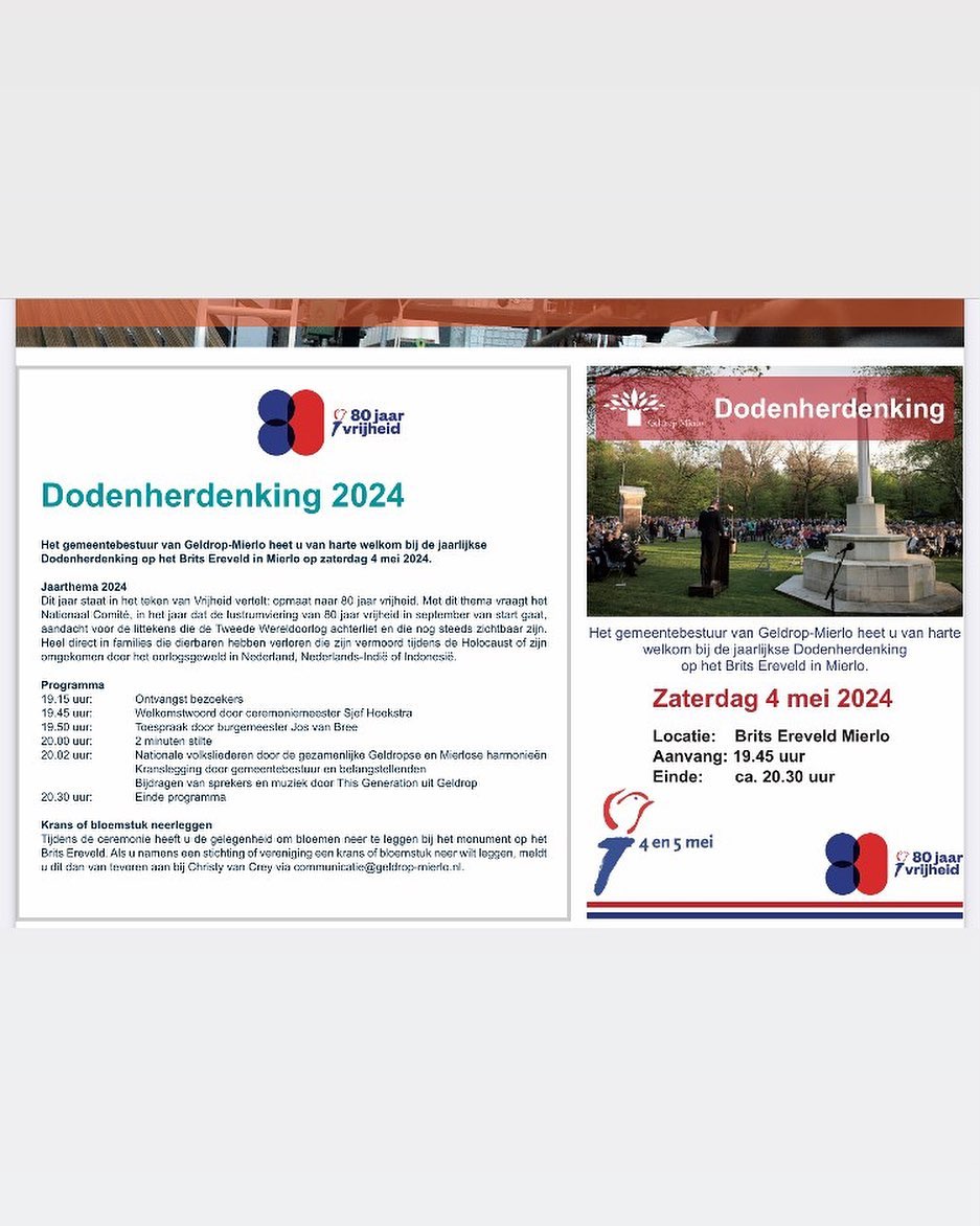 Dodenherdenking 2024 op het Brits Ereveld Mierlo zaterdag 4 mei.